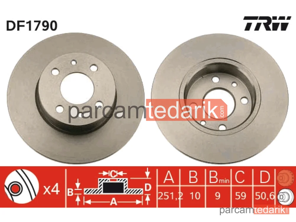 DF1790 | Fren Diski — Alfa Romeo 164, Fiat Bravo II, Fiat Croma