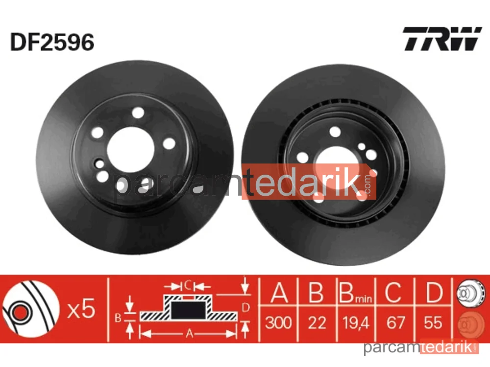DF2596 | Fren Diski Arka Mercedes S-Serisi (W140) 400-420-500-600 SE- SEL Takım