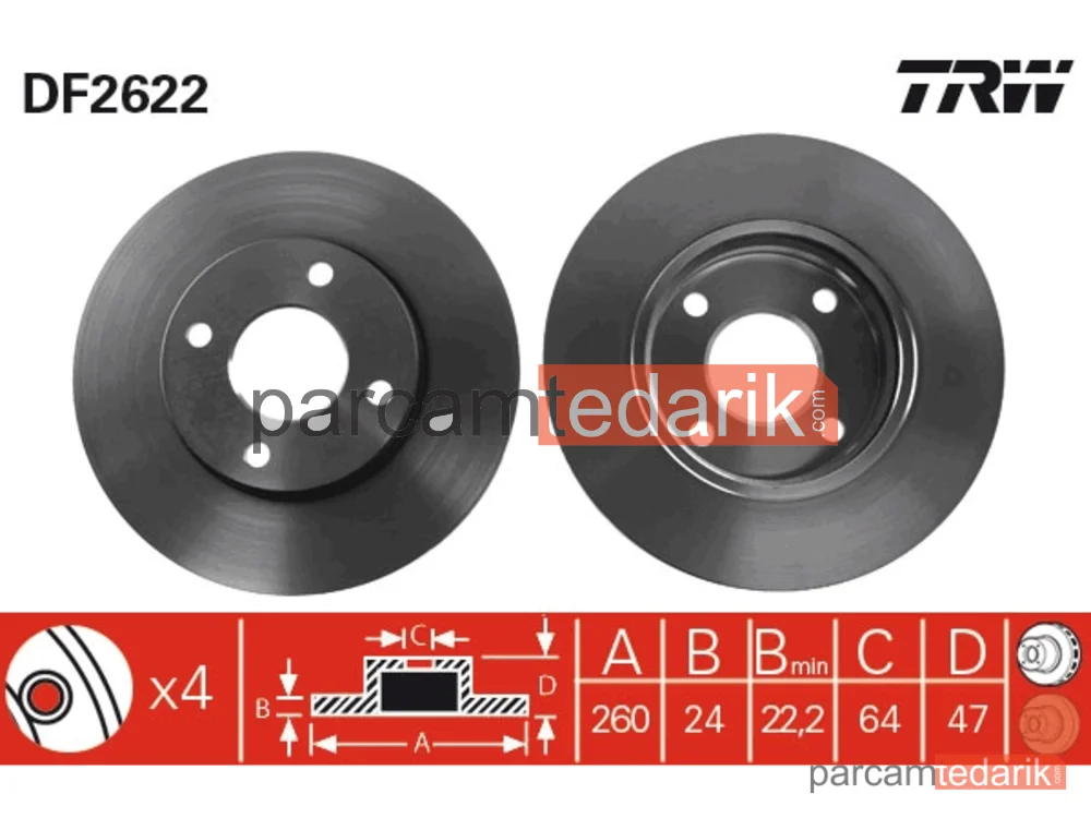 DF2622 | Fren Diski — Ford Cougar, Ford Mondeo I, Ford Mondeo I Sedan