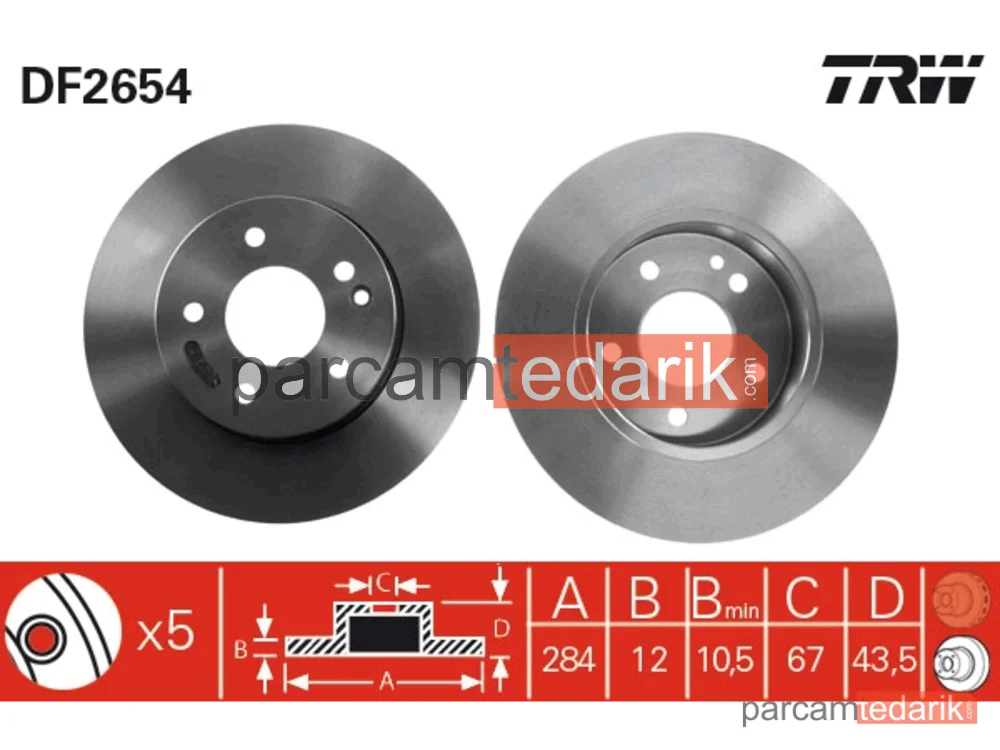 DF2654 | Mercedes W202 Fren Diski Ön Takım C-180 A2024210212