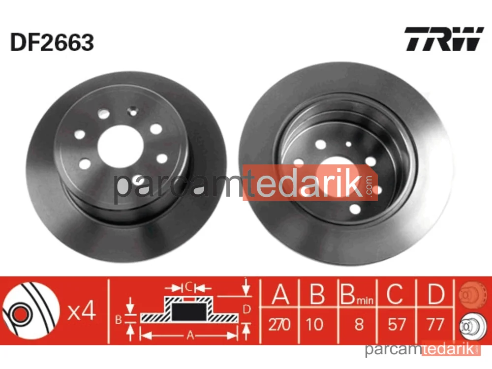 DF2663 | Fren Diski Arka (Opel :Calibra 2.0i, 2.0 16V)