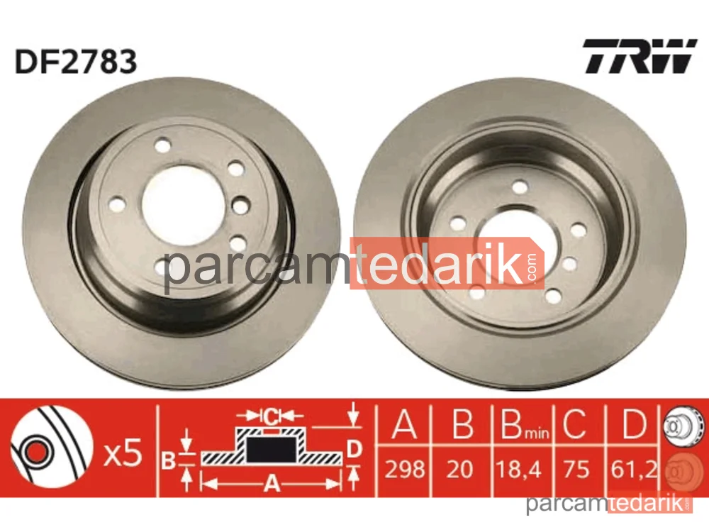 DF2783 | BMW E39 Arka Disk Takım Havalı 34216767060