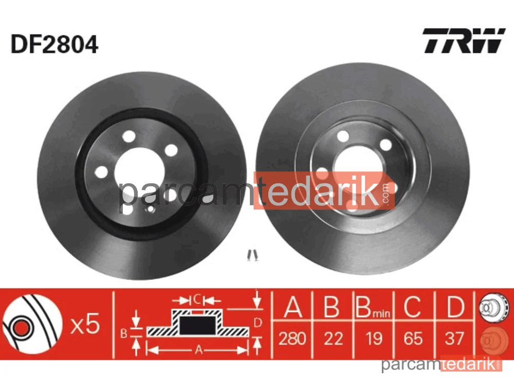 DF2804 | Fren Diski Ön Hava Kanallı, Boyali, 5 Bijon, 280 MM Audi A3 1.8 96-03, 1.9 TDİ 96-03, Volkswagen Golf IV 1.4 16V 97-04, 1.6 97-05, 1.6 16V 00-05, 1.8 97-05, 1.8 T 97-05, 2.0 98-04, 1.9 SDİ 97-05, 1.9 TDİ 4MOTİON 98-05, Bora 1.4 16V 00-05, 1.6 98-05, 1.6 16V 00-05, 1.8 98-05, 2.0 98-13