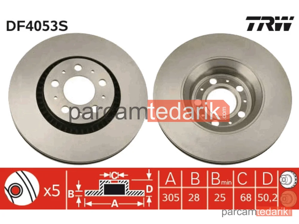 DF4053S | Fren Diski Ön Havalı 305MM (Volvo S60 S80 V70)