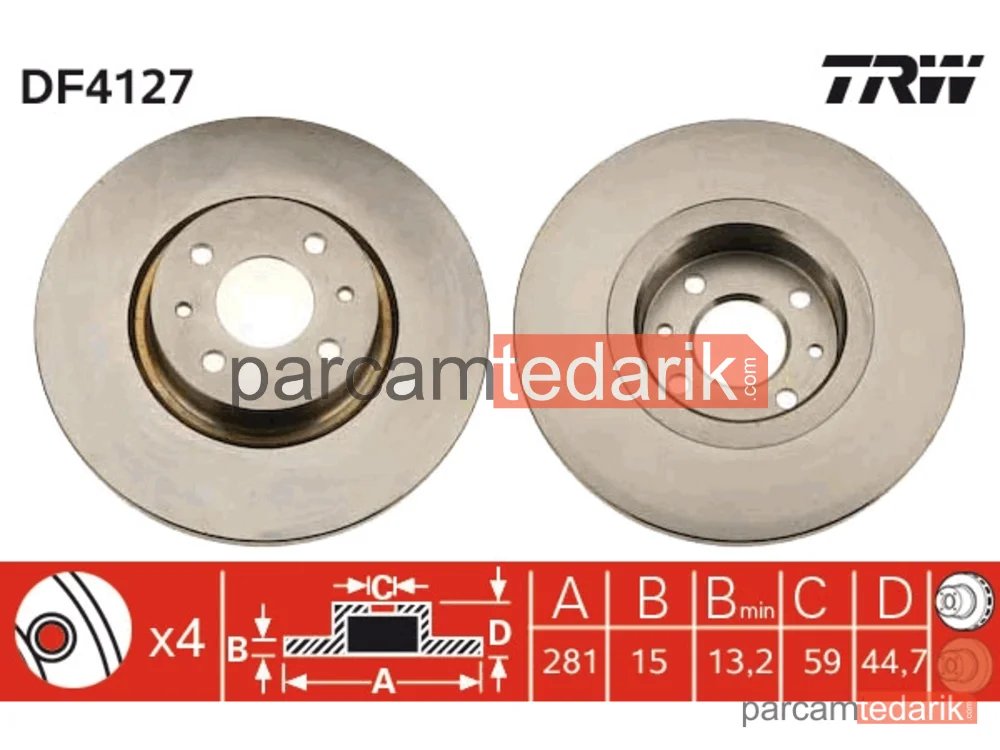 DF4127 | Fren Diski Ön 4 Bijon, 281 MM Lancia LYBRA 1.6 16V 99-05