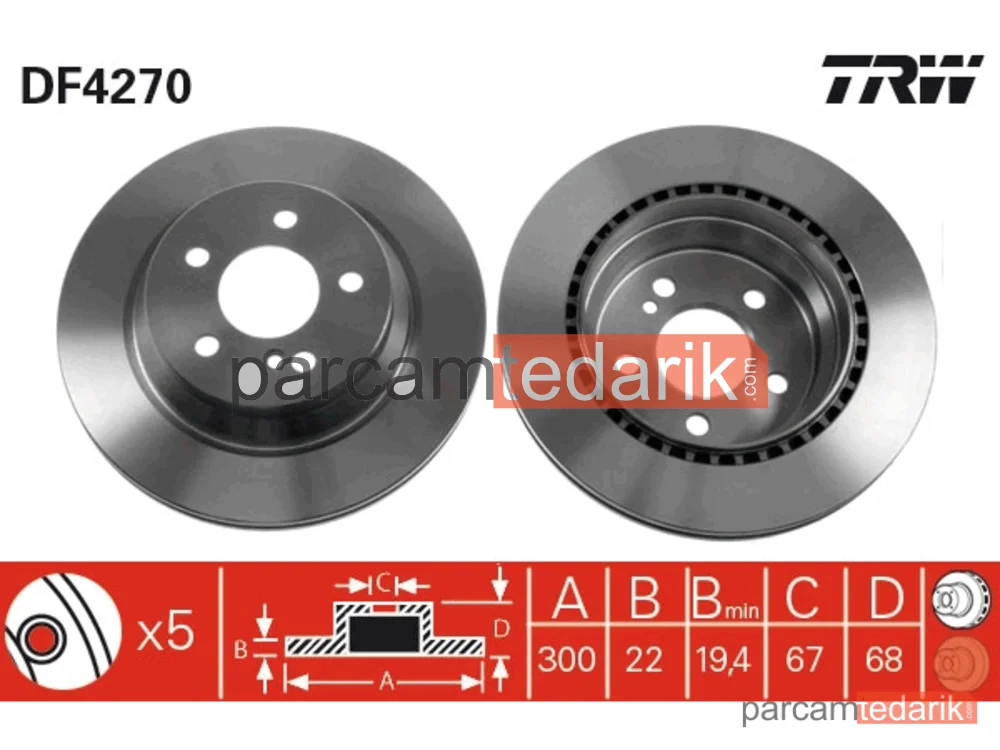 DF4270 | Fren Diski Arka SPORT (Mercedes W211-W212 / E320-E280-E350-E500-GLK Seri) Takım