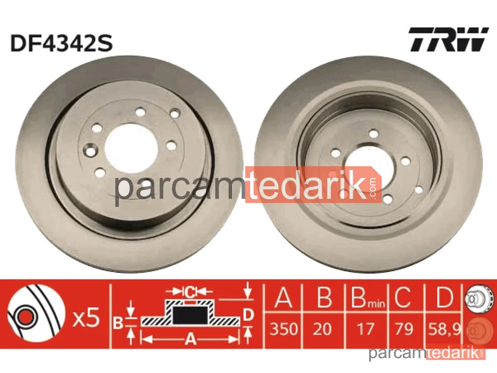 DF4342S | Fren Diski Arka Landrover Range Rover SPORT 3.0 / 3.6 Arka TEK