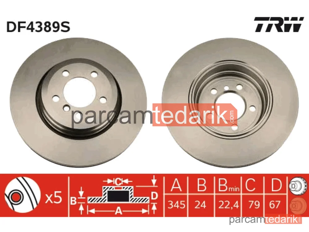 DF4389S | BMW E65 Arka Disk Adet 34211166129