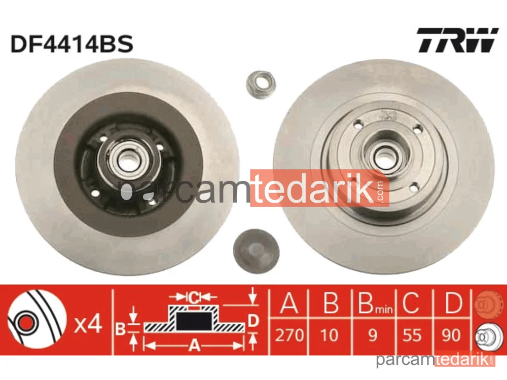 Fren Diski Arka Rulmanli (Renault Megane II SW 1.4I 1.5DCI 1.6I 1.9DCI 2.0I Scenic II 03 / 1.4I) - DF4414BS