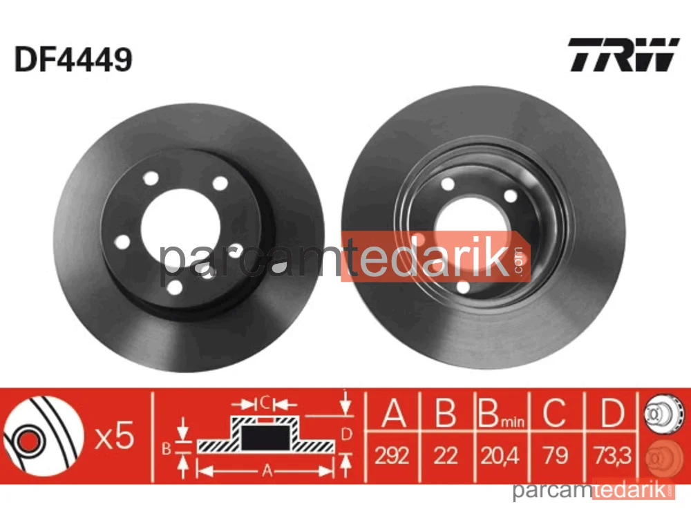 DF4449 | Fren Diski Ön Hava Kanallı BMW E87-E90 / 120-316-320 Takım