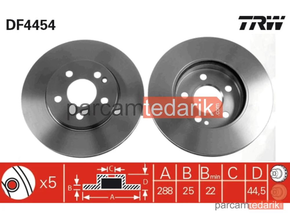 DF4454 | Fren Diski Ön Havalı 288 MM Mercedes W169 -W245 Diesel Takım