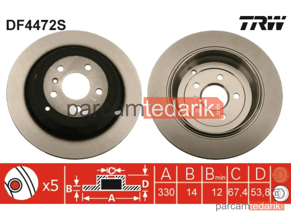 DF4472S | Fren Diski Arka DUZ 330 MM Mercedes BENZ M Serisi 05- R Serisi