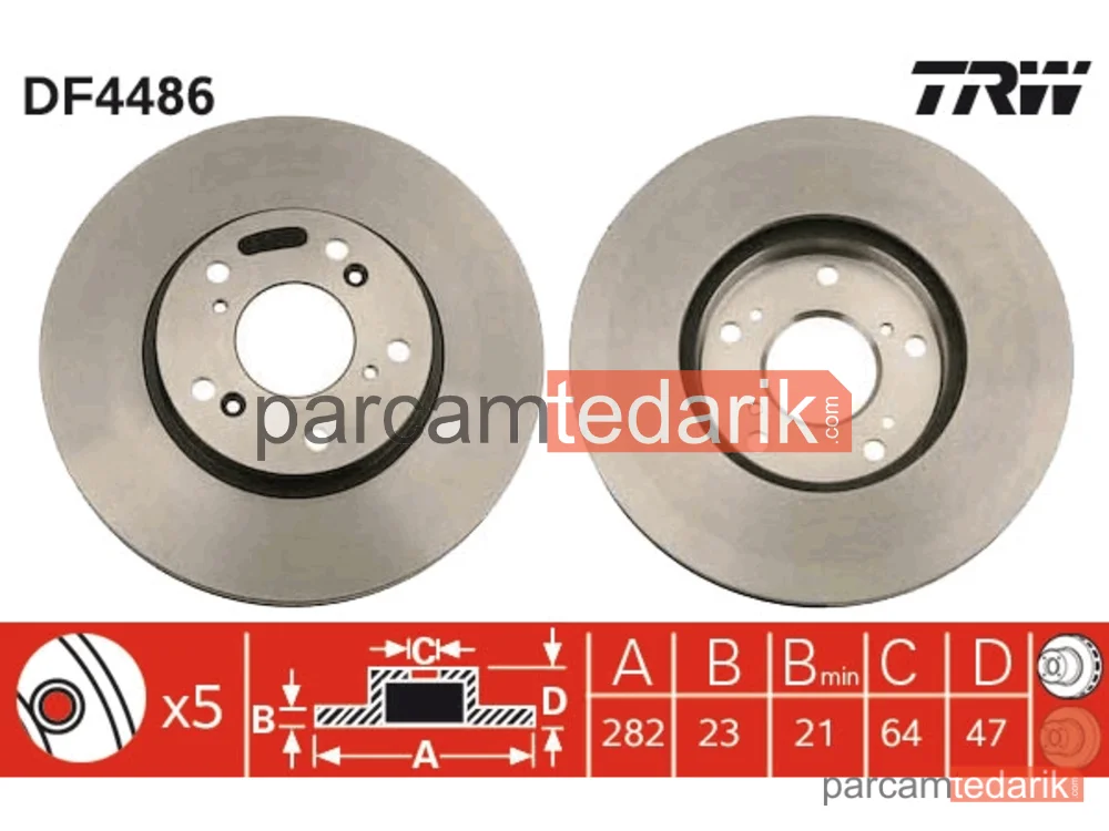 DF4486 | Fren Diski — Honda Civic IX Sedan, Honda Civic VII Hatchback, Honda Civic VIII Hatchback