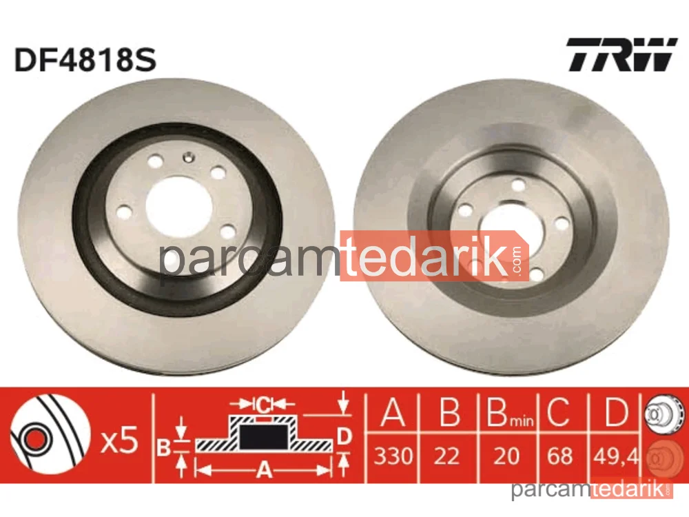DF4818S | Arka Fren DISKI-330X22 5×112 (Audi A6 05-11)
