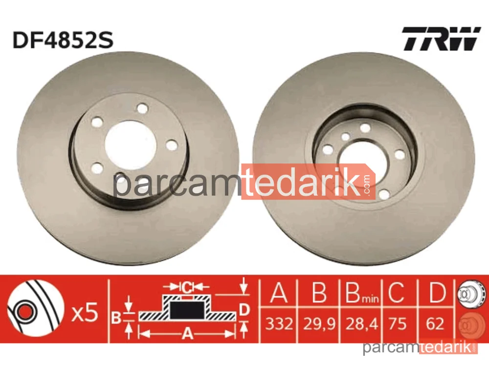 DF4852S | BMW X5-X6 Ön Disk Adet 34116886478