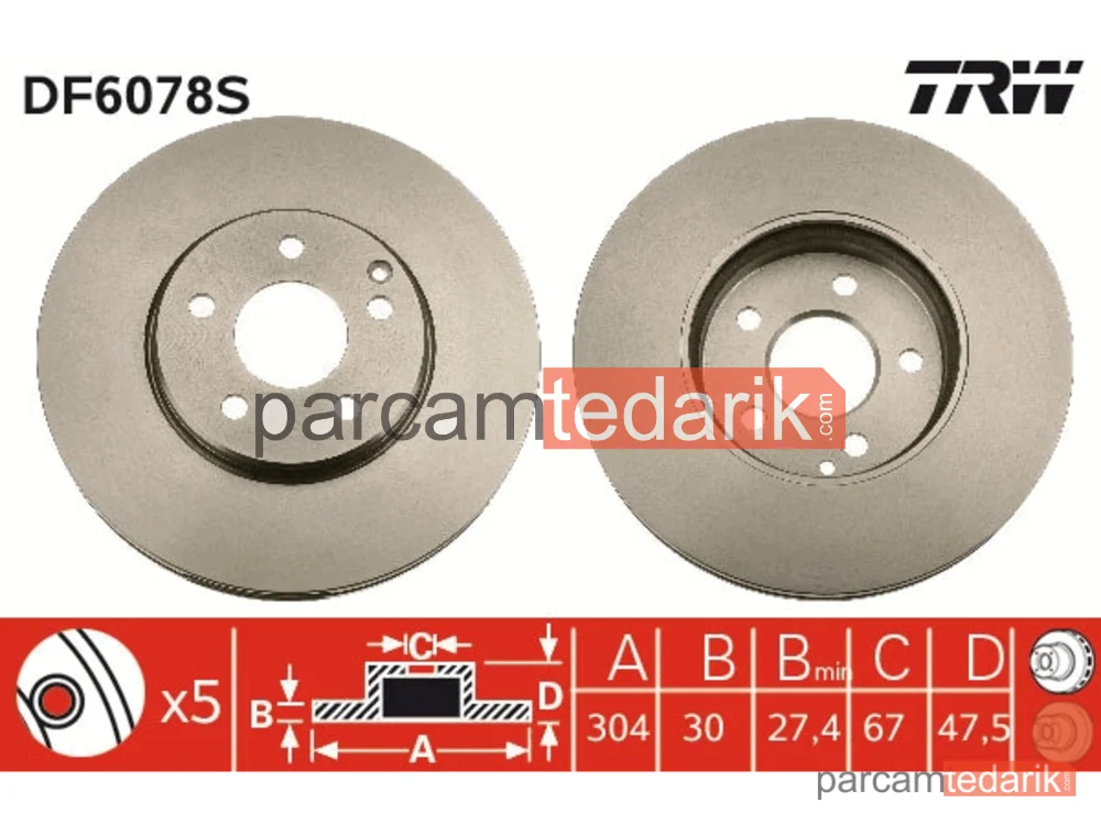 DF6078S | Mercedes W211 4-MATİC Ön Disk Adet A2114211212