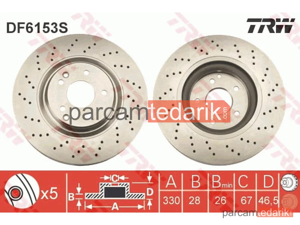 DF6153S | Mercedes W203-209 Ön Fren Aynası SPOR Tip Adet A2034211312
