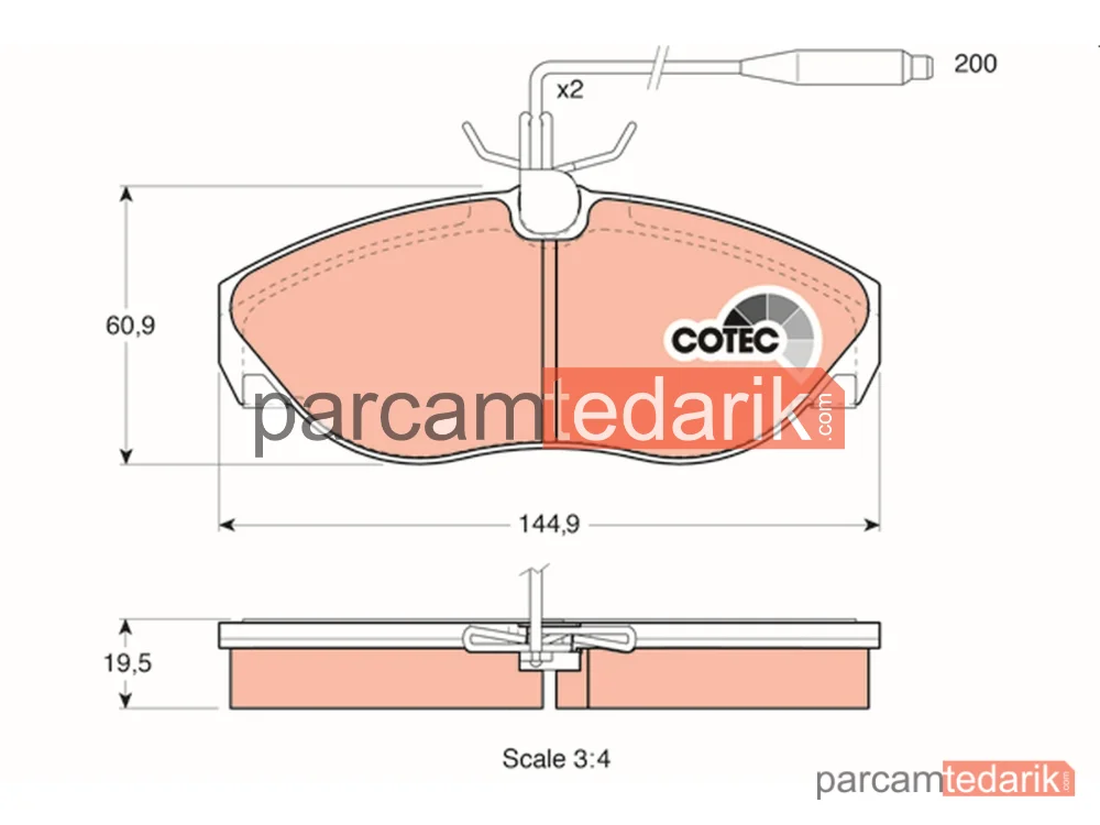 GDB1105 | Fren Balatası Ön Fiat Ducato 1.9 95-02, 1.9 TD 94-02, 2.5 TDİ 94-02, Citroen Jumper 2.0 94-02, 1.9 D 99-02, 1.9 TD 94-02, 2.5 TD 94-02