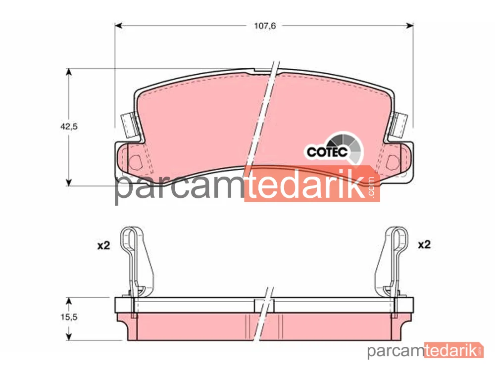 GDB1168 | Fren Balatası Arka Toyota Carina 1.6 83-87, 1.8 GLİ 83-87, 2.0 D 84-88, 1.6 87-92, 2.0 GLİ 87-92