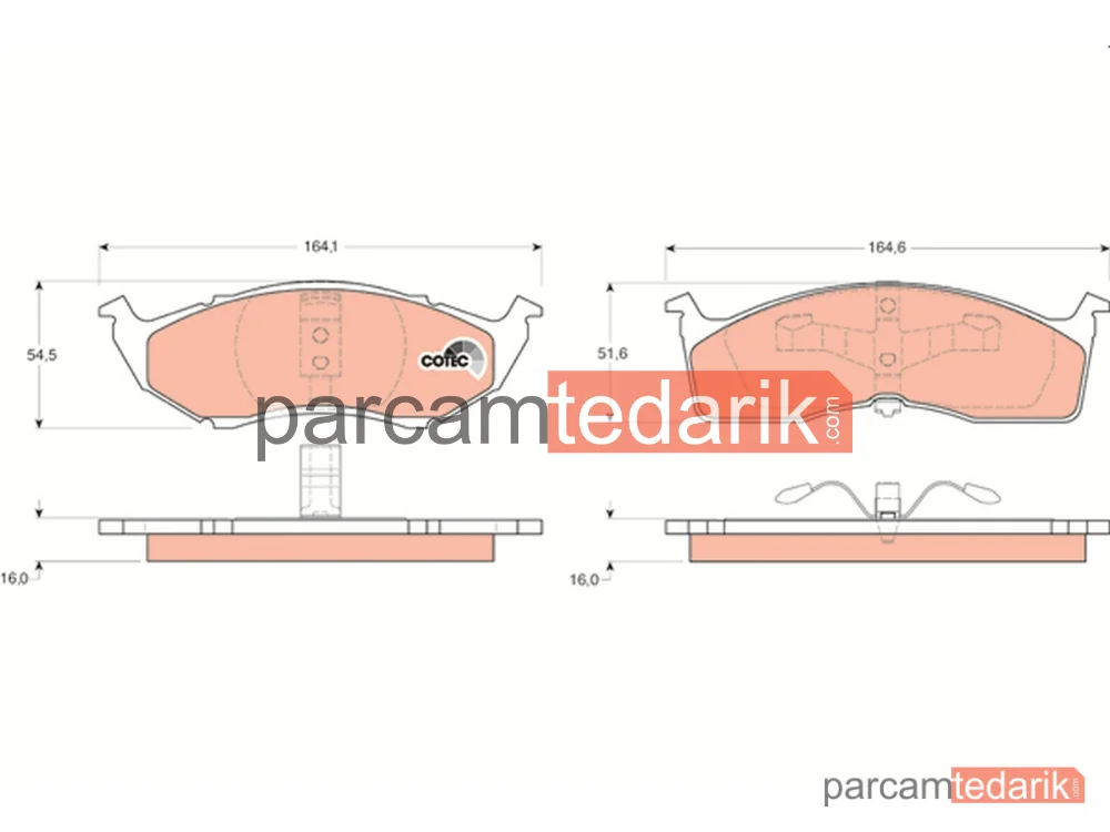 GDB1236 | Fren Balatası Ön Chrysler NEON II 1.6 01-06, 1.8 00-01, 2.0 16V 99-06, 2.0 16V R/T 01-06