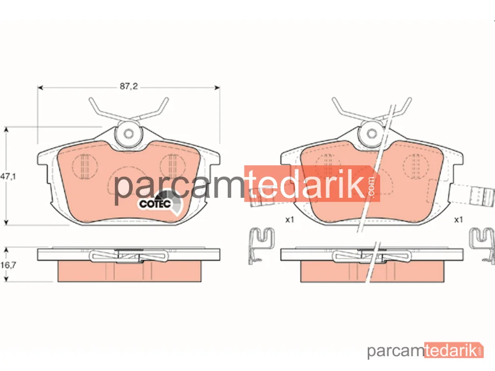 GDB1314 | Fren Balatası Arka Mitsubishi Carisma 1.6 00-06, 1.8 GDİ 00-06, 1.8 16V GDİ 97-06, 1.9 Dİ-D 00-06