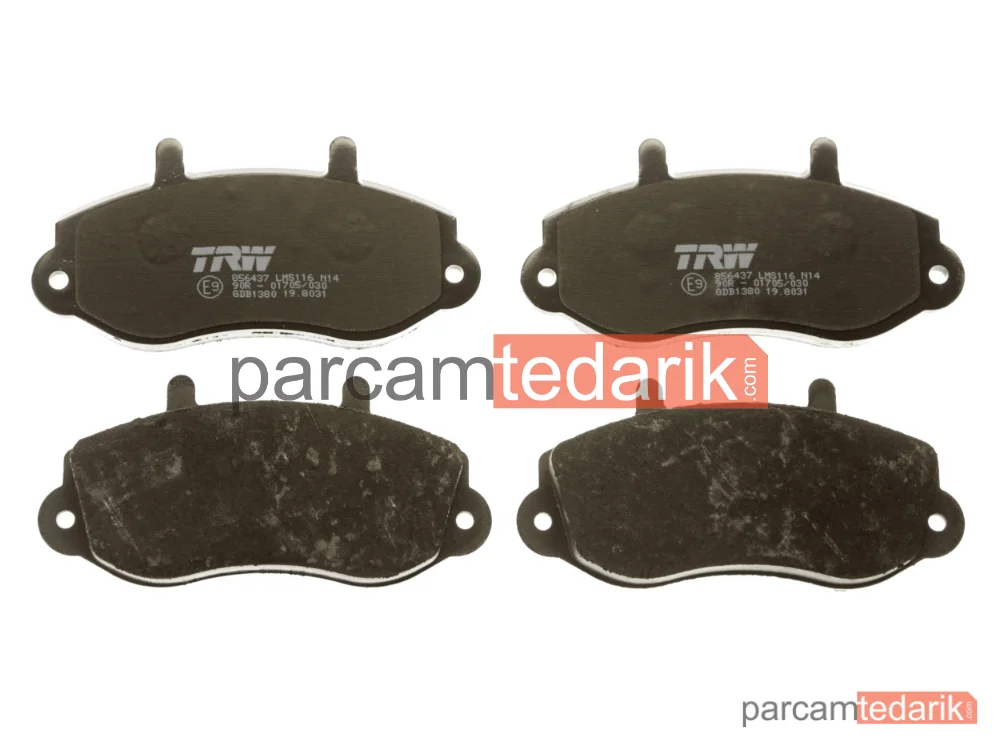 TRW GDB1380 | Fren Balatası Ön Opel Movano Combi 1.9 DTİ 00=>, 2.2 DTİ 00=>, 2.5 CDTİ 07=>, 2.5 D 98-00, 2.8 DTİ 98-01, Renault Master II 1.9 DTİ 00=>, 2.2 DCİ 00=>, 2.5 D 98-01, 2.8 DTİ 98-01