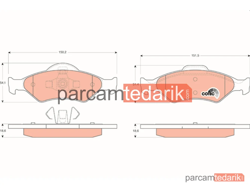 GDB1418 | Fren Balatası Ön Ford Fiesta III 1.8 D 89-95, Fiesta IV 1.3 İ 95-02, 1.4 İ 16V 96-02, 1.8 D 95-00, 1.8 Dİ 00-02, Mazda 121 III 1.25 96-03, 1.3 96-03, 1.8 D 96-03