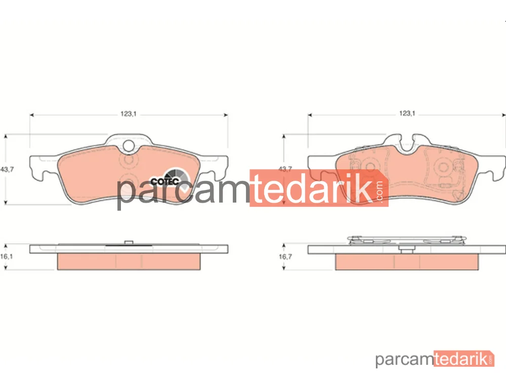 GDB1561 | Fren Balatası Arka Mini Mini Cooper 01-06, Mini Cabrio Cooper 04-08