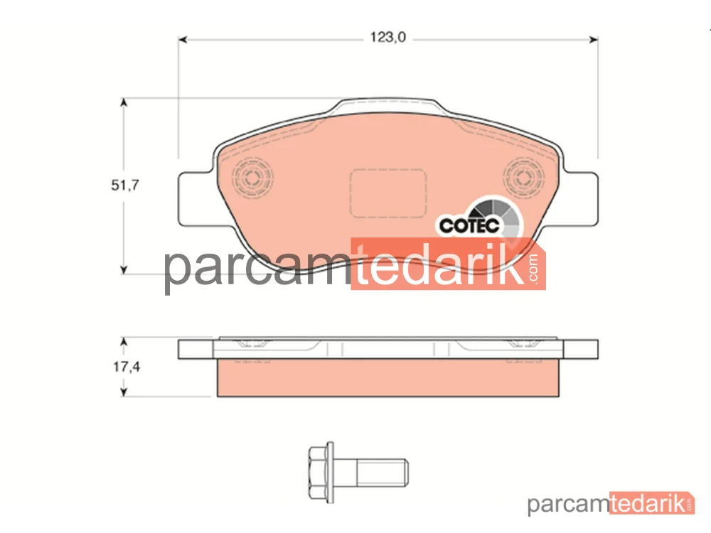 GDB1589 | Fren Balatası Ön Fiat Panda 1.2 4X4 04=>, 1.3 D Multijet 03=>, 1.3 D Multijet 4X4 04-06