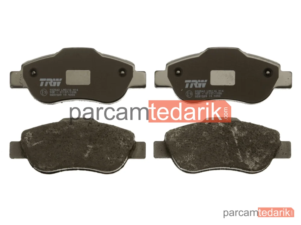 TRW GDB1589 | Fren Balatası Ön Fiat Panda 1.2 4X4 04=>, 1.3 D Multijet 03=>, 1.3 D Multijet 4X4 04-06