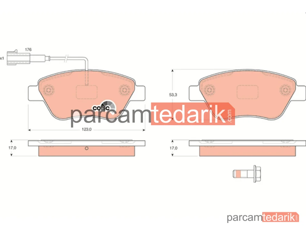 GDB1590 | Fren Balatası Ön Fiat Idea 1.2-1.4 16V 04=>, 1.4 03=>, 1.3 D Multijet 04=>, 1.4 LPG 04=>