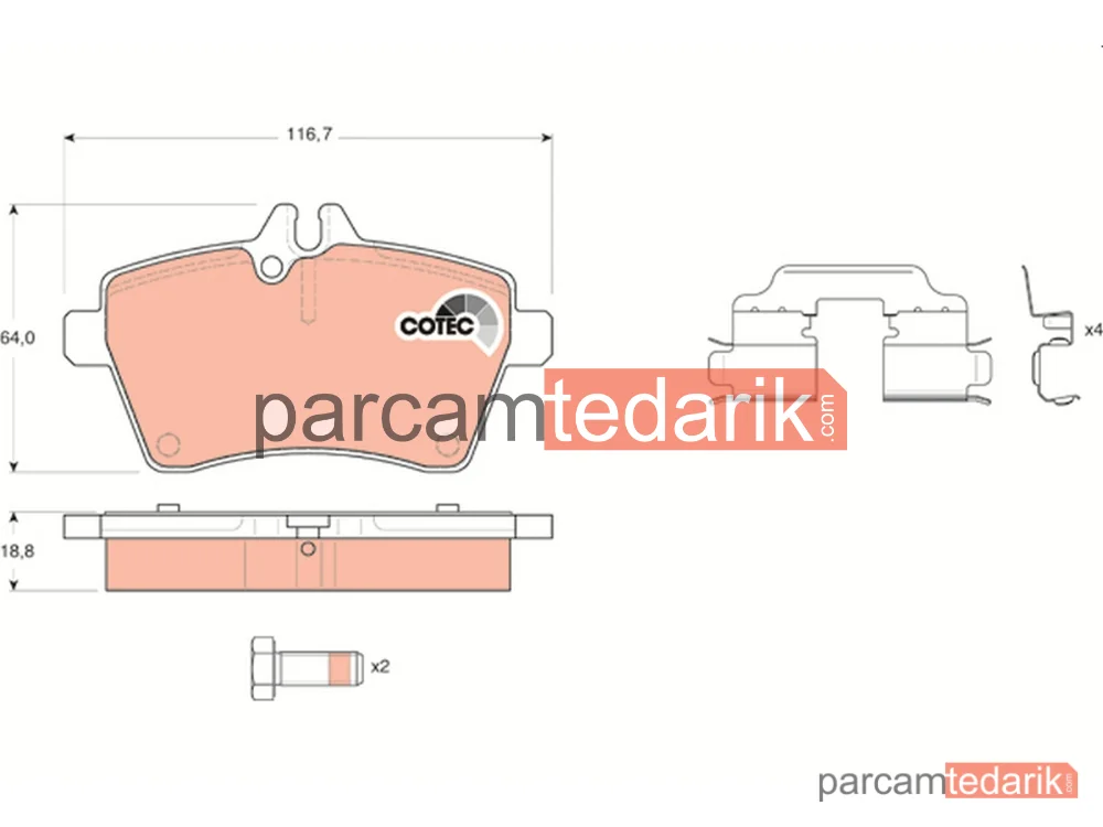 GDB1629 | Fren Balatası Ön Mercedes-Benz A Serisi A 150 04-12, A 160 09-12, A 160 CDİ 04-12