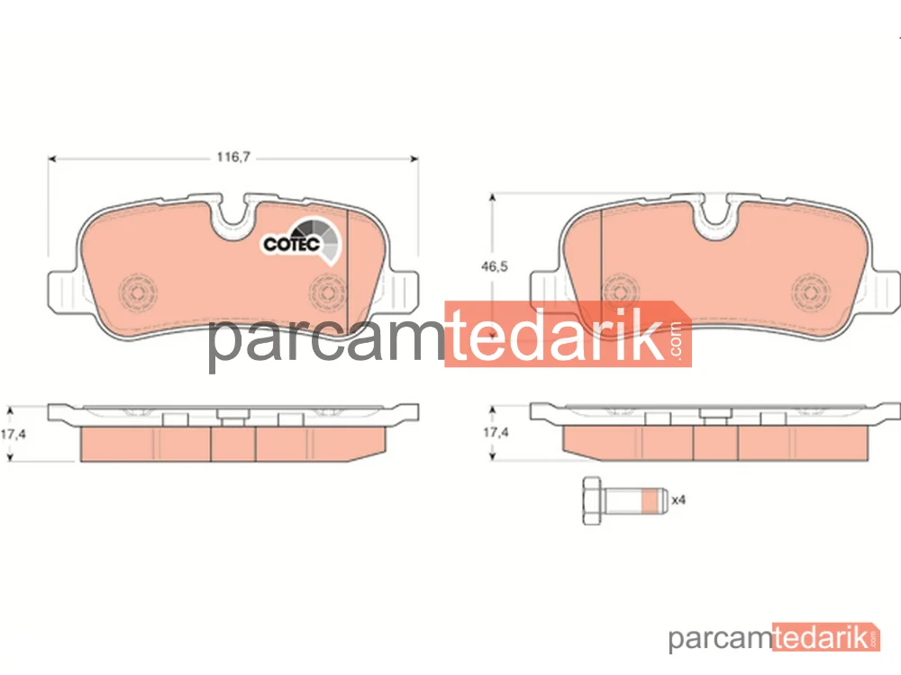 GDB1632 | Fren Balatası Arka Land Rover Range Rover III 4.2 4X4 05-12, 4.4 4X4 02-12