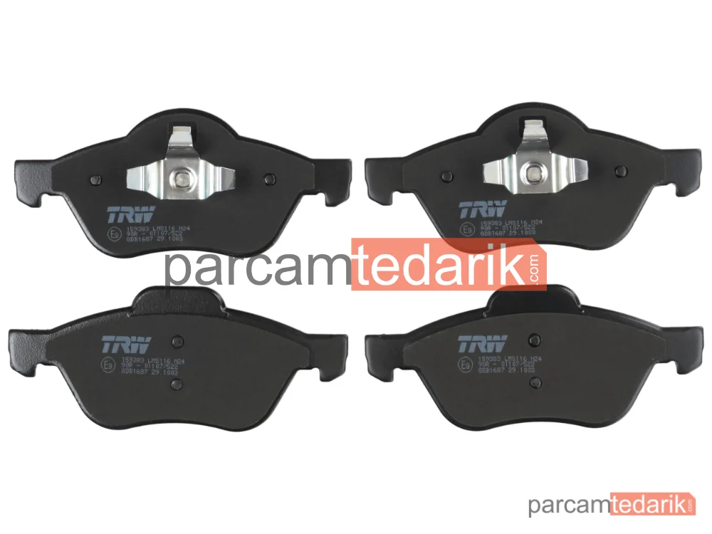 TRW GDB1687 | Fren Balatası Ön Renault Megane II 1.4-1.6-2.0 16V 02-08,1.5-1.9 DCİ 02-09, Scenic II 1.4 03-08, 1.6 03-06, 1.5 DCİ 03-08, 1.9 DCİ 05-08, Clio III 2.0 16V 06=>