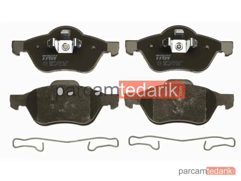 TRW GDB1687 | Fren Balatası Ön Renault Megane II 1.4-1.6-2.0 16V 02-08,1.5-1.9 DCİ 02-09, Scenic II 1.4 03-08, 1.6 03-06, 1.5 DCİ 03-08, 1.9 DCİ 05-08, Clio III 2.0 16V 06=>
