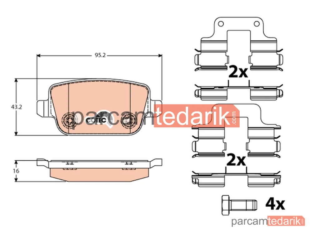 GDB1709 | Fren Balatası Arka (Ford Mondeo IV- S-Max 2.0TDCI 07-\KUGA 2.0TDCI-4X4 08-) (Volvo S80 II - V70 II 2.0-2.0T 07-) (Land Rover-FRE)