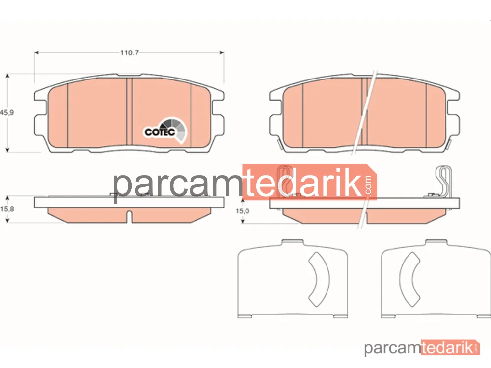 GDB1716 | Fren Balatası Arka Chevrolet Captiva 2.4 06=>, 2.4 4WD 06=>, 3.2 4WD 06=>