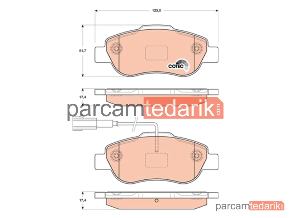 GDB1746 | Fren Balatası Ön Fiat Fiorino 1.4 07=>, 1.3 D Multijet 07=>, Panda 1.2 4X4 10-13, 1.3 D Multijet 06-13, 1.3 JTD Multijet 4X4 10-13, 500 1.4 07=>, 1.3 D Multijet 07=>, 500 C 1.2 09=>, 1.3 D Multijet 09=>, Ford KA 1.3 TDCİ 08=>