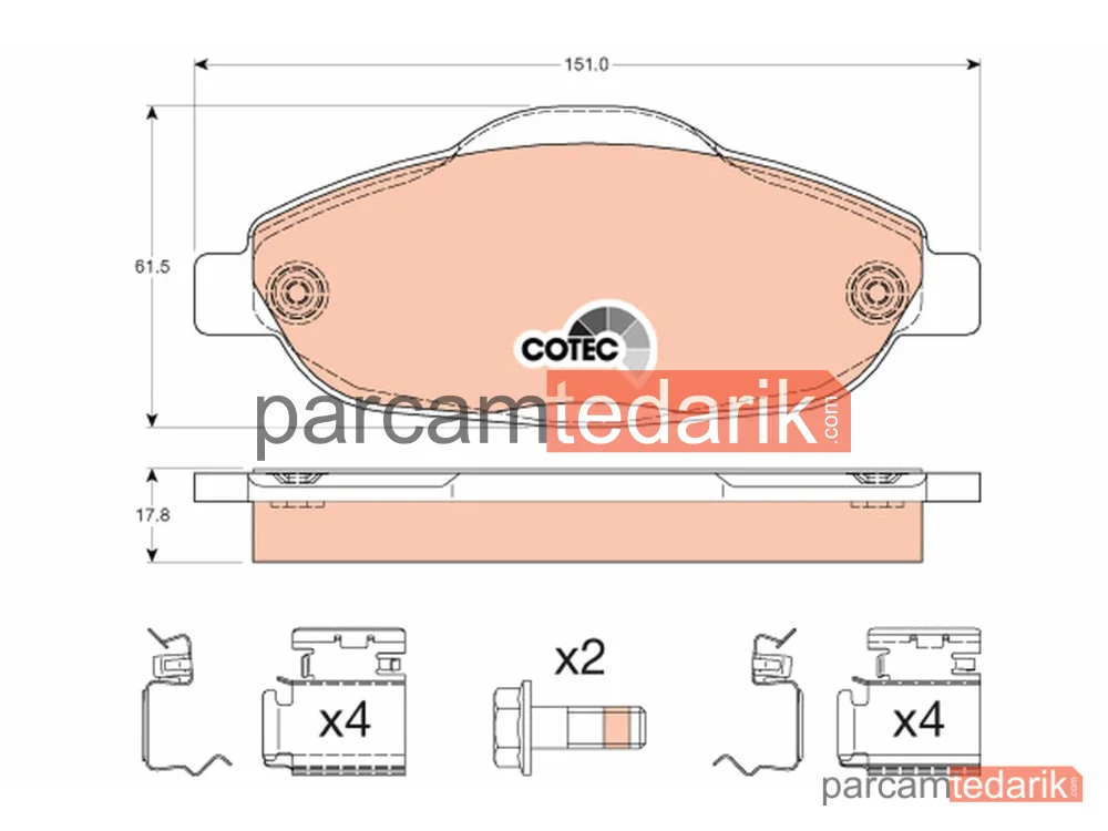 GDB1761 | Fren Balatası Ön Peugeot 308 I 1.4-1.6 16V 07-14, 1.6-2.0 HDİ 07-14