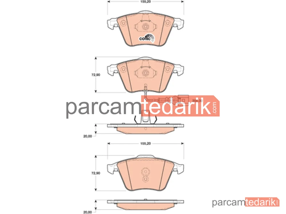 GDB1809 | Ön Fren Balatası- (VW Golf 09-14 Audi A3 04-13 Seat Leon 06-13)