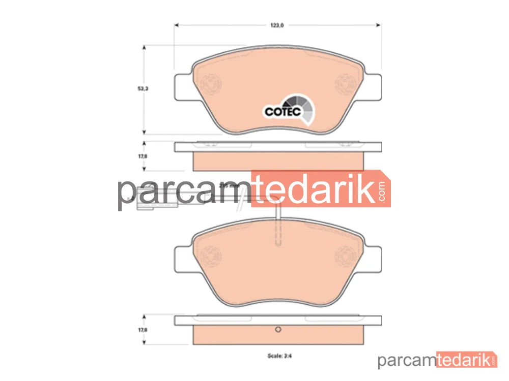 GDB1842 | Fren Balatası Ön Fiat Grande Punto 1.2 10 =>, Punto Evo 1.2-1.4 09-12, Punto 1.2-1.4 12=>