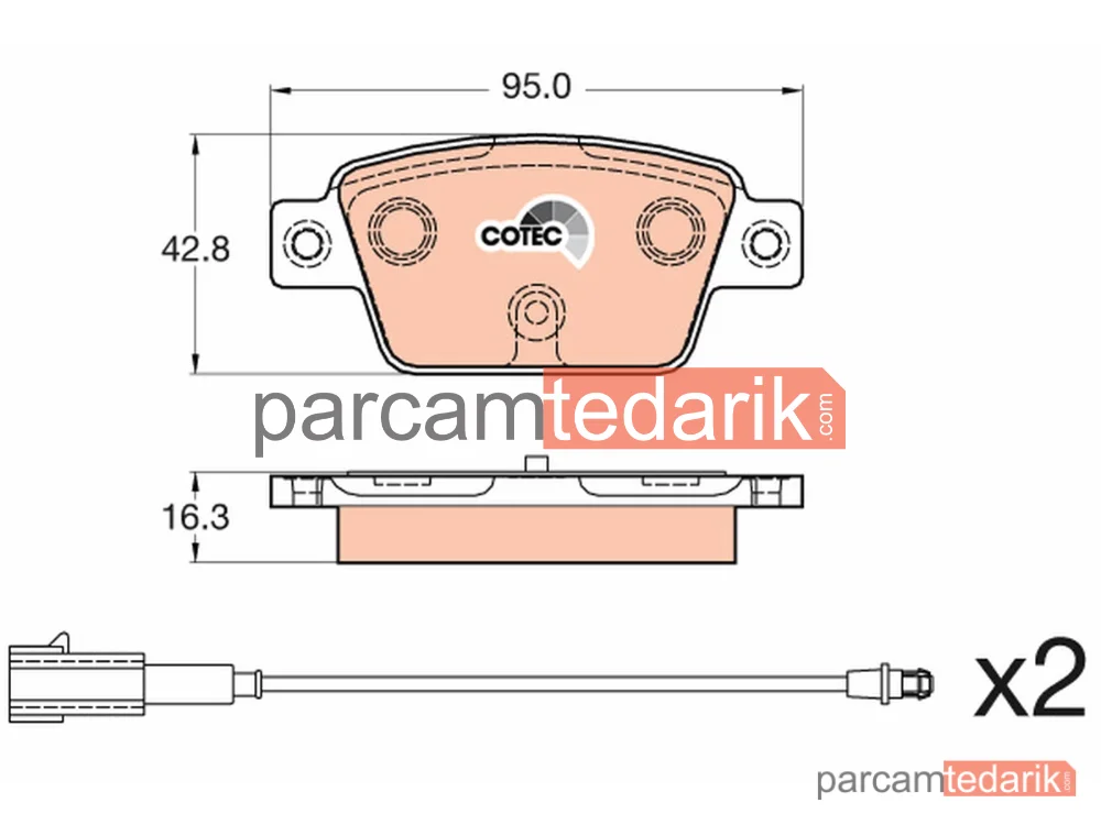 GDB2054 | Fren Balatası Arka Fiat Bravo II 1.4 07-14, 1.4 T-JET 07-14, 1.4 16V 10-14, 1.6-1.9 D Multijet 07-14, 2.0 D Multijet 08-14, Multipla 1.6 16V 02-10