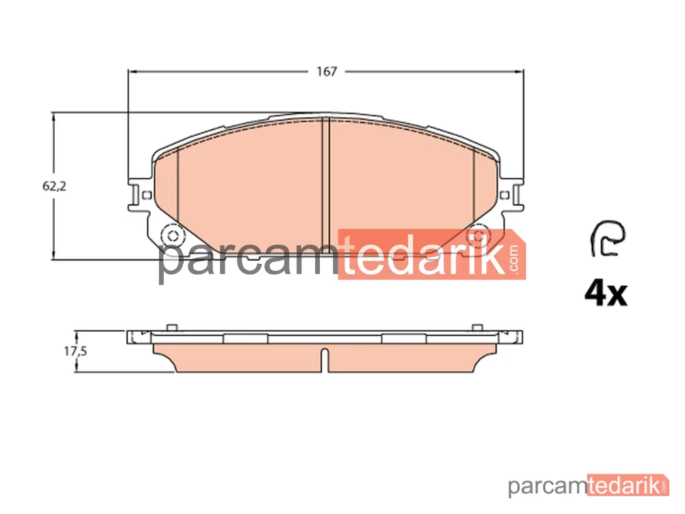 GDB2094 | Fren Balatası Ön Jeep Cherokee 3.2 V6 4X4 13=>, 2.0 CRD 14-18, 2.0 CRD 4X4 14-18, 2.2 CRD 4X4 15-18
