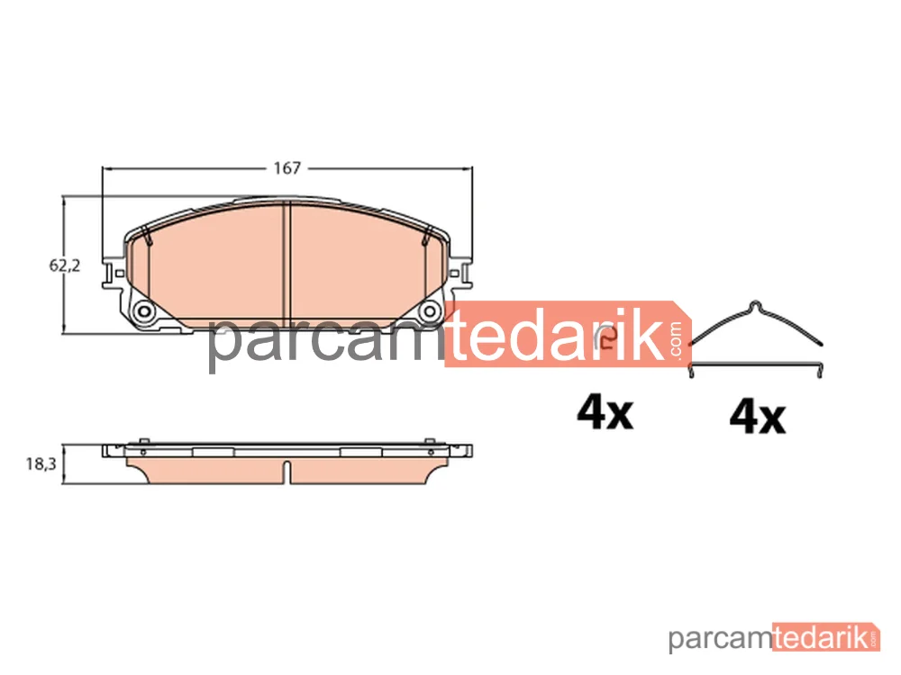 GDB2142 | Fren Balatası Ön Jeep Cherokee 3.2 V6 4X4 13=>, 2.0 CRD 14-18, 2.0 CRD 4X4 14-18, 2.2 CRD 4X4 15-18