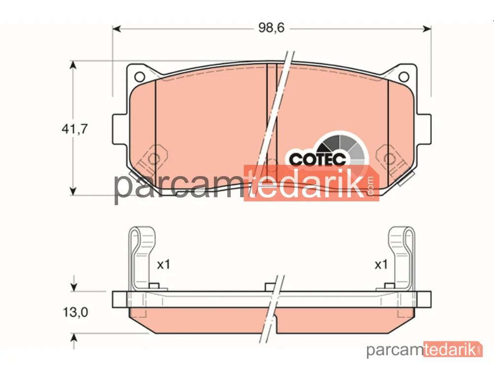 GDB3203 | Fren Balatası Arka Kia Carens II MPV 1.6-1.8 02=>, 2.0 CVVT 04=>, 2.0 CRDİ 02=>