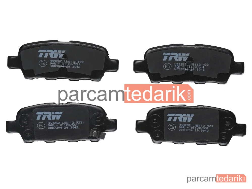 TRW GDB3294 | Fren Balatası Arka Nissan Qashqai 1.5 DCİ 07-13, Nissan X-TRAIL1.6-1.8-2.0 02-08, 2.2 Dİ 02-07, 2.2 DCİ 07-13