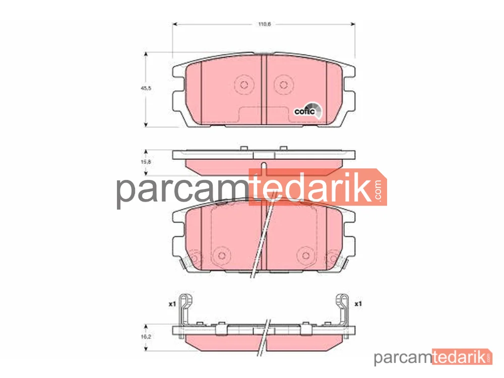 GDB3296 | Fren Balatası Arka Hyundai Terracan 3.5 İ V6 4WD 01-06, 2.5 TD 01-06, 2.9 CRDİ 01-03, 2.9 CRDİ 4WD 01-06
