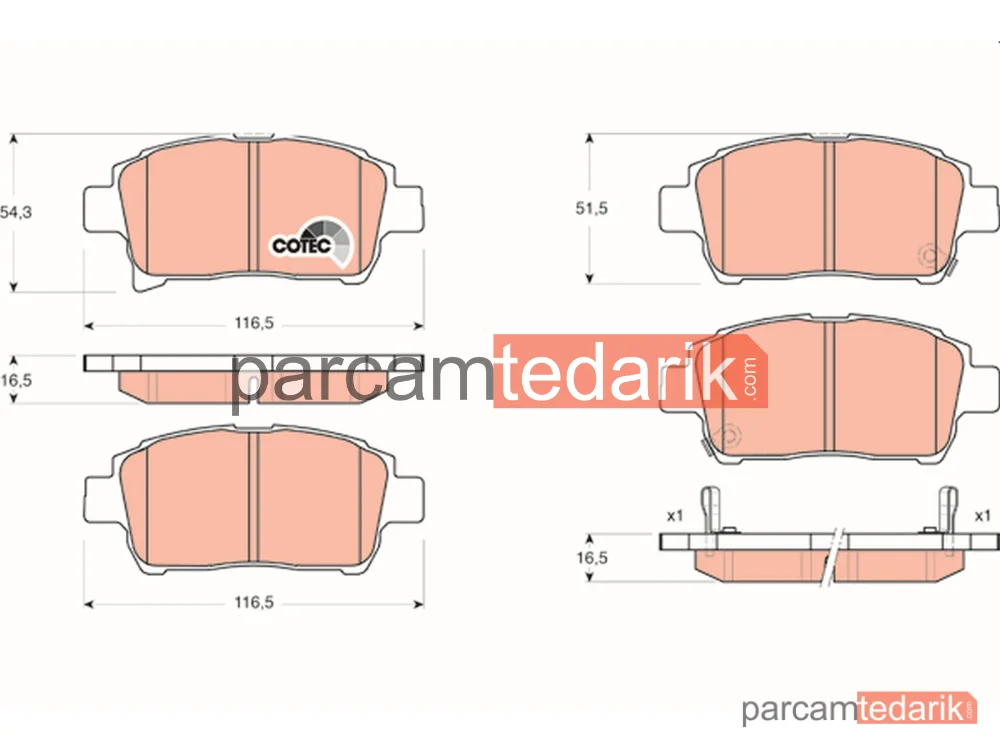 GDB3317 | Fren Balatası Ön Toyota Corolla 1.4 VVT-İ 01-07, 1.6 VVT-İ 02-06