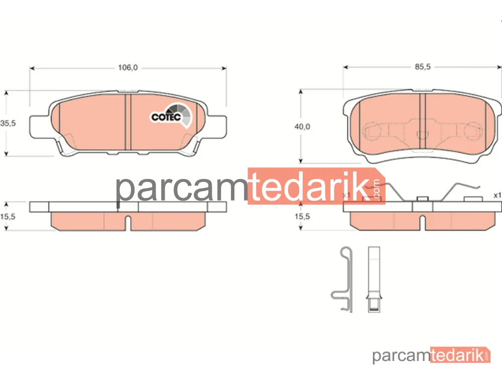 GDB3341 | Fren Balatası Arka Mitsubishioutlander I 2.0 03-06, 2.0 4WD 03-06, 2.0 T 4WD 04-06, 2.4 4WD 03-07