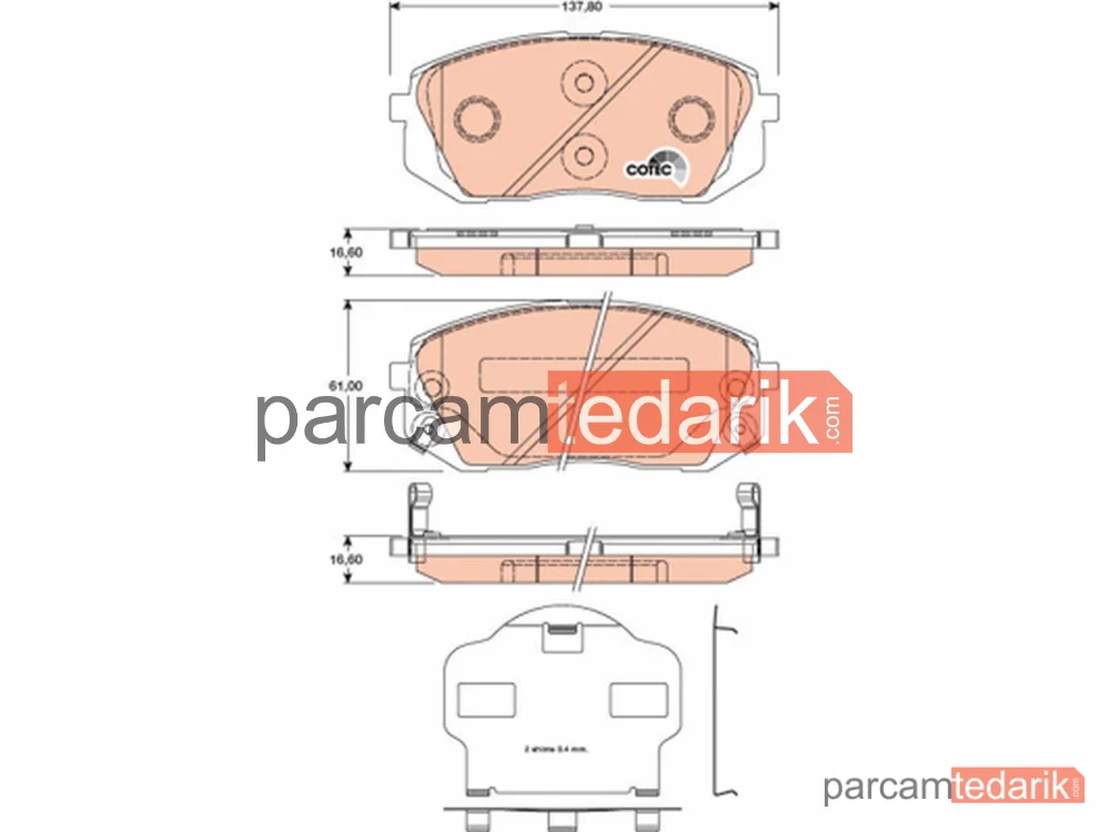 GDB3461 | Fren Balatası Ön Kia Carens II MPV 2.0 CRDİ 02=>